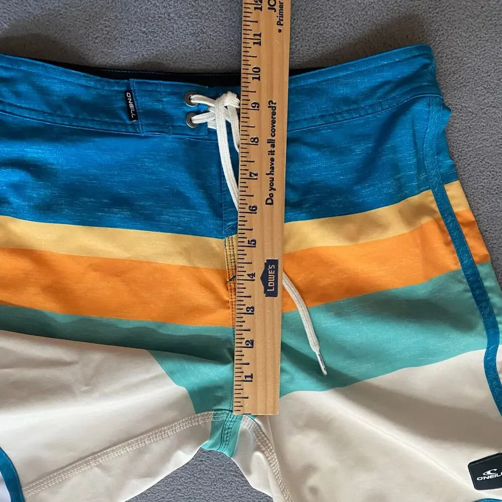 Oneill Boys Lennox Scallop Boardshorts 26 Blue Hyperdry Stretch Swim‎ Beach